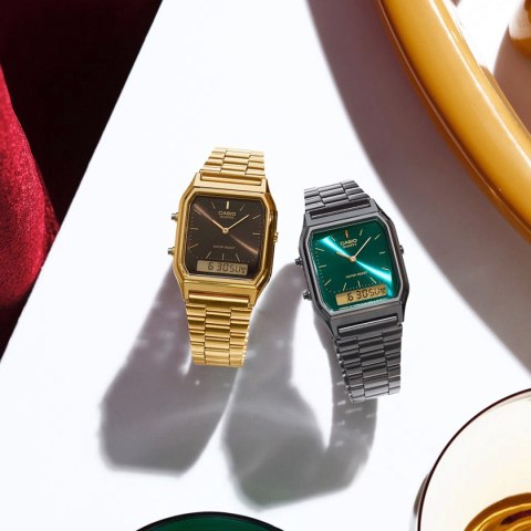 CASIO VINTAGE Mod. EDGY COLLECTION GUN METAL - EMERALD GREEN CASIO VINTAGE Mod. EDGY COLLECTION GUN METAL - EMERALD GREEN