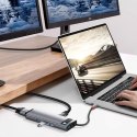 HUB Baseus Metal Gleam 9w1 USB-C - 3x USB 3.2 Gen 1 / USB-C PD 100W / VGA / HDMI / czytnik kart TF, SD / RJ45 - szary (CAHUB-CU0