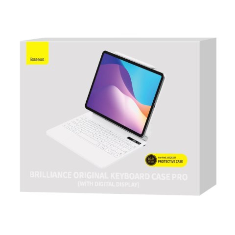 Baseus Brilliance etui magnetyczne klawiatura bezprzewodowa z wyświetlaczem iPad 10 10.9" (2022) biała Baseus Brilliance etui magnetyczne klawiatura bezprzewodowa z wyświetlaczem iPad 10 10.9" (2022) biała