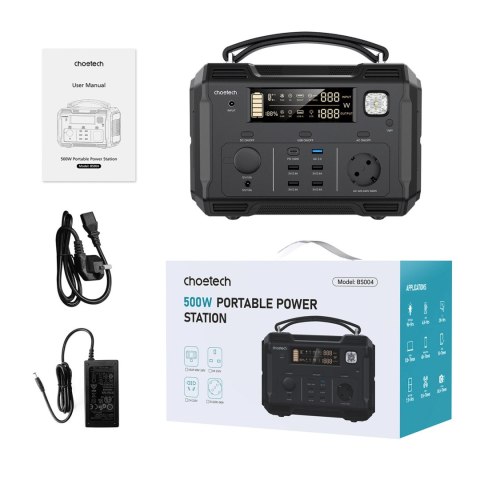 Choetech przenośna stacja zasilania powerbank 484Wh 500W czarna (BS004) Choetech przenośna stacja zasilania powerbank 484Wh 500W czarna (BS004)