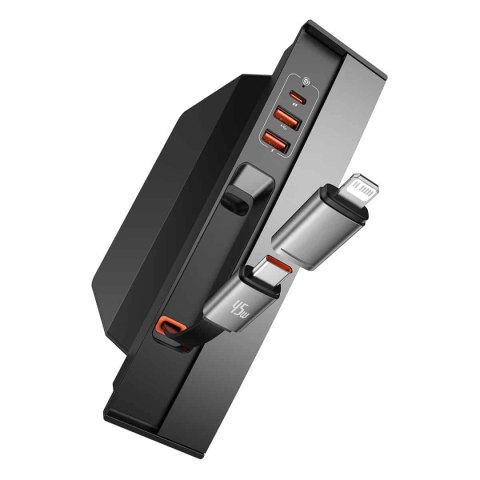 HUB USB Baseus T-Space Series do Tesla Model 3 / Y z wbudowanym kablem 45W USB C - czarny HUB USB Baseus T-Space Series do Tesla Model 3 / Y z wbudowanym kablem 45W USB C - czarny