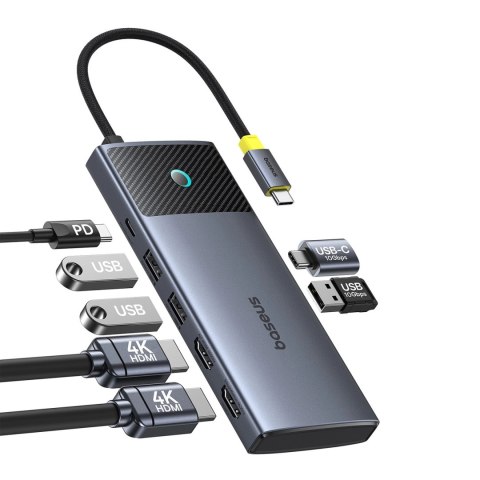 HUB Baseus Metal Gleam Series II 7w1 USB-C - USB-C PD100W / 2x USB-A / 2x HDMI 4K / USB-A 3.0 / USB-C 3.0 HUB Baseus Metal Gleam Series II 7w1 USB-C - USB-C PD100W / 2x USB-A / 2x HDMI 4K / USB-A 3.0 / USB-C 3.0