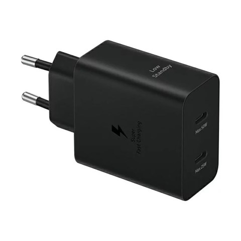 Ładowarka Samsung Power Adapter Duo EP-T5020XBEGEU sieciowa 2x USB-C 50W - czarna Ładowarka Samsung Power Adapter Duo EP-T5020XBEGEU sieciowa 2x USB-C 50W - czarna