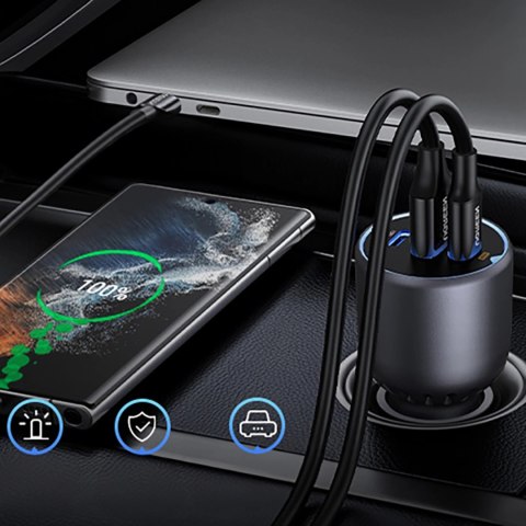 Ładowarka Ugreen EC705 samochodowa 130W 2x USB-C 1x USB-A - szara Ładowarka Ugreen EC705 samochodowa 130W 2x USB-C 1x USB-A - szara