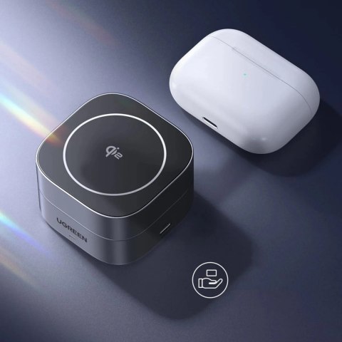 Ładowarka Ugreen W702 indukcyjna 3w1 z MagSafe / Qi2 i portem USB-C na telefon / słuchawki - czarna Ładowarka Ugreen W702 indukcyjna 3w1 z MagSafe / Qi2 i portem USB-C na telefon / słuchawki - czarna