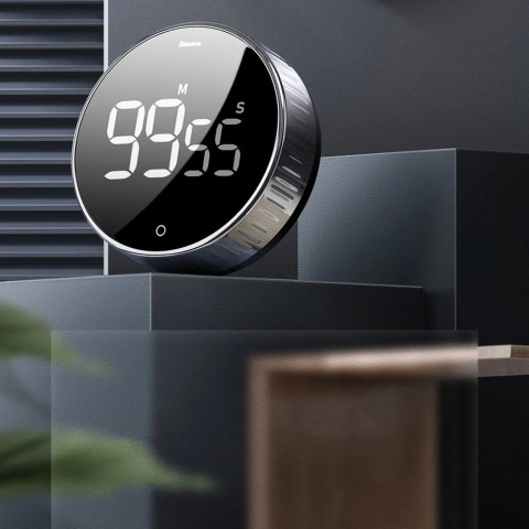 Baseus Heyo obrotowy minutnik czasomierz elektroniczny timer czarny (ACDJS-01) Baseus Heyo obrotowy minutnik czasomierz elektroniczny timer czarny (ACDJS-01)