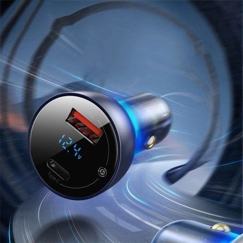 Baseus ładowarka samochodowa USB / USB Typ C 65 W 5 A SCP Quick Charge 4.0+ Power Delivery 3.0 ekran LCD + kabel USB Typ C - USB Baseus ładowarka samochodowa USB / USB Typ C 65 W 5 A SCP Quick Charge 4.0+ Power Delivery 3.0 ekran LCD + kabel USB Typ C - USB