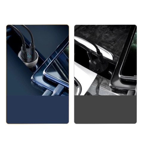 Baseus ładowarka samochodowa USB / USB Typ C 65 W 5 A SCP Quick Charge 4.0+ Power Delivery 3.0 ekran LCD + kabel USB Typ C - USB Baseus ładowarka samochodowa USB / USB Typ C 65 W 5 A SCP Quick Charge 4.0+ Power Delivery 3.0 ekran LCD + kabel USB Typ C - USB