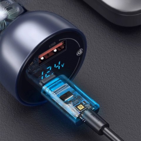 Baseus ładowarka samochodowa USB / USB Typ C 65 W 5 A SCP Quick Charge 4.0+ Power Delivery 3.0 ekran LCD + kabel USB Typ C - USB Baseus ładowarka samochodowa USB / USB Typ C 65 W 5 A SCP Quick Charge 4.0+ Power Delivery 3.0 ekran LCD + kabel USB Typ C - USB