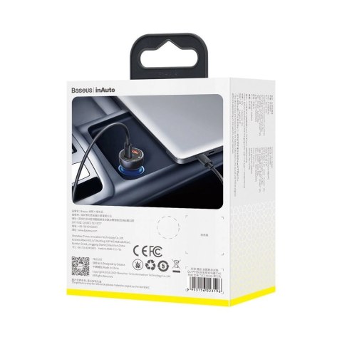 Baseus ładowarka samochodowa USB / USB Typ C 65 W 5 A SCP Quick Charge 4.0+ Power Delivery 3.0 ekran LCD + kabel USB Typ C - USB Baseus ładowarka samochodowa USB / USB Typ C 65 W 5 A SCP Quick Charge 4.0+ Power Delivery 3.0 ekran LCD + kabel USB Typ C - USB