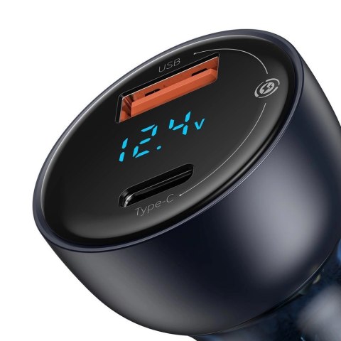 Baseus ładowarka samochodowa USB / USB Typ C 65 W 5 A SCP Quick Charge 4.0+ Power Delivery 3.0 ekran LCD szary (CCKX-C0G) Baseus ładowarka samochodowa USB / USB Typ C 65 W 5 A SCP Quick Charge 4.0+ Power Delivery 3.0 ekran LCD szary (CCKX-C0G)