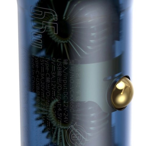 Baseus ładowarka samochodowa USB / USB Typ C 65 W 5 A SCP Quick Charge 4.0+ Power Delivery 3.0 ekran LCD szary (CCKX-C0G) Baseus ładowarka samochodowa USB / USB Typ C 65 W 5 A SCP Quick Charge 4.0+ Power Delivery 3.0 ekran LCD szary (CCKX-C0G)