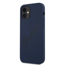Etui Guess Script Vintage na iPhone 12 mini - niebieskie