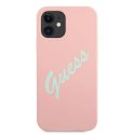 Etui Guess Silicone Vintage na iPhone 12 mini - różowo-zielone