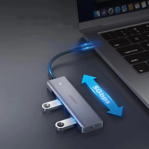 Ugreen rozdzielacz HUB USB Typ C - 4x USB 3.2 Gen 1 z portem zasilania USB-C szary (CM219 70336) Ugreen rozdzielacz HUB USB Typ C - 4x USB 3.2 Gen 1 z portem zasilania USB-C szary (CM219 70336)