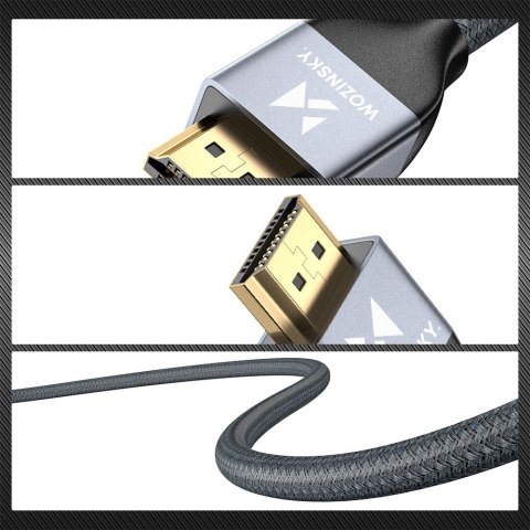 Wozinsky kabel HDMI 2.1 8K 60 Hz 48 Gbps / 4K 120 Hz / 2K 144 Hz 5 m srebrny (WHDMI-50) Wozinsky kabel HDMI 2.1 8K 60 Hz 48 Gbps / 4K 120 Hz / 2K 144 Hz 5 m srebrny (WHDMI-50)
