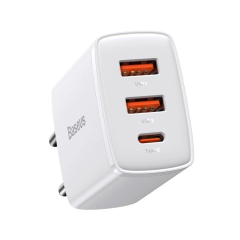 Baseus Compact szybka ładowarka sieciowa 2x USB / USB Typ C 30W 3A Power Delivery Quick Charge biały (CCXJ-E02) Baseus Compact szybka ładowarka sieciowa 2x USB / USB Typ C 30W 3A Power Delivery Quick Charge biały (CCXJ-E02)