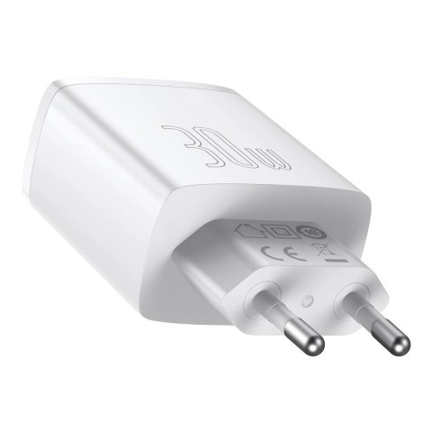 Baseus Compact szybka ładowarka sieciowa 2x USB / USB Typ C 30W 3A Power Delivery Quick Charge biały (CCXJ-E02) Baseus Compact szybka ładowarka sieciowa 2x USB / USB Typ C 30W 3A Power Delivery Quick Charge biały (CCXJ-E02)