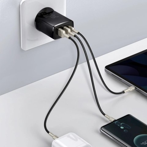 Baseus Compact szybka ładowarka sieciowa 2x USB / USB Typ C 30W 3A Power Delivery Quick Charge czarny (CCXJ-E01) Baseus Compact szybka ładowarka sieciowa 2x USB / USB Typ C 30W 3A Power Delivery Quick Charge czarny (CCXJ-E01)