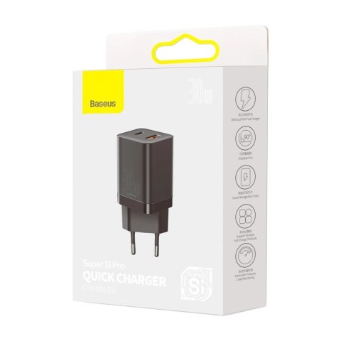 Baseus Super Si Pro szybka ładowarka USB / USB Typ C 30W Power Delivery Quick Charge czarny (CCSUPP-E01) Baseus Super Si Pro szybka ładowarka USB / USB Typ C 30W Power Delivery Quick Charge czarny (CCSUPP-E01)