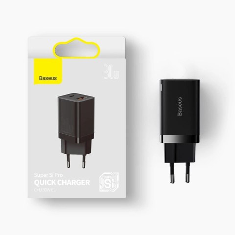 Baseus Super Si Pro szybka ładowarka USB / USB Typ C 30W Power Delivery Quick Charge czarny (CCSUPP-E01) Baseus Super Si Pro szybka ładowarka USB / USB Typ C 30W Power Delivery Quick Charge czarny (CCSUPP-E01)