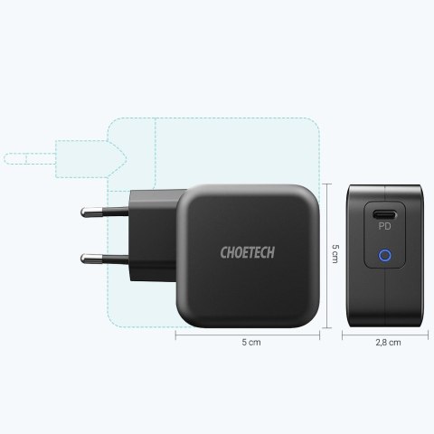 Choetech szybka ładowarka sieciowa GaN USB Typ C 61W 3A Power Delivery czarny (Q6006) Choetech szybka ładowarka sieciowa GaN USB Typ C 61W 3A Power Delivery czarny (Q6006)