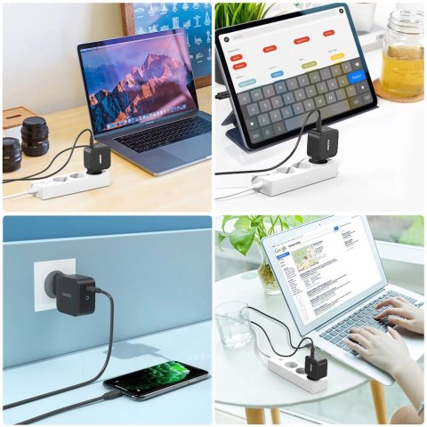 Choetech szybka ładowarka sieciowa GaN USB Typ C 61W 3A Power Delivery czarny (Q6006) Choetech szybka ładowarka sieciowa GaN USB Typ C 61W 3A Power Delivery czarny (Q6006)