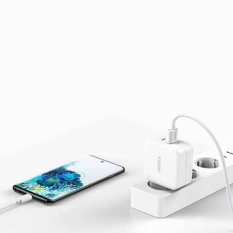 Choetech szybka ładowarka sieciowa GaN USB Typ C PD USB-A QC3.0 65W 3,25A biały (PD8002) Choetech szybka ładowarka sieciowa GaN USB Typ C PD USB-A QC3.0 65W 3,25A biały (PD8002)