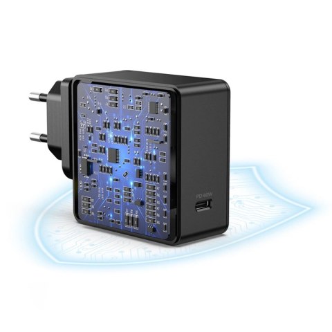 Choetech szybka ładowarka sieciowa USB Typ C PD 60W 3A czarny (Q4004-EU) Choetech szybka ładowarka sieciowa USB Typ C PD 60W 3A czarny (Q4004-EU)