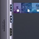 Ugreen 6w1 wielofunkcyjny HUB USB Typ C - 2x USB 3.2 Gen 1 / HDMI 4K 60Hz / czytnik kart SD i TF / USB Typ C PD 100W szary (6038