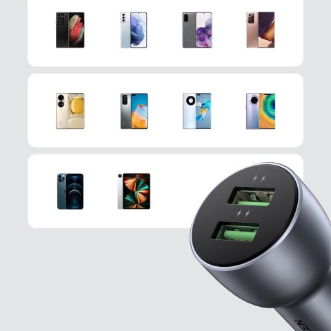 Ugreen szybka ładowarka samochodowa 2x USB 36W Quick Charge SCP FCP AFC szary (CD213 10144) Ugreen szybka ładowarka samochodowa 2x USB 36W Quick Charge SCP FCP AFC szary (CD213 10144)