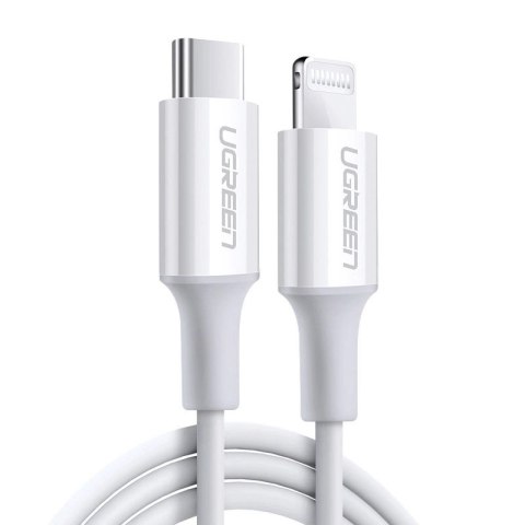 Kabel Ugreen US171 Lightning - USB-C PD 20W 3A 480Mb/s 1,5m - biały Kabel Ugreen US171 Lightning - USB-C PD 20W 3A 480Mb/s 1,5m - biały