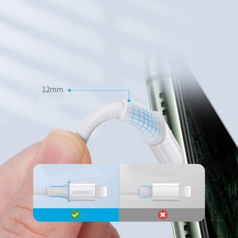 Kabel Ugreen US171 Lightning - USB-C PD 20W 3A 480Mb/s 1,5m - biały Kabel Ugreen US171 Lightning - USB-C PD 20W 3A 480Mb/s 1,5m - biały