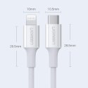 Kabel Ugreen US171 Lightning - USB-C PD 20W 3A 480Mb/s 1,5m - biały