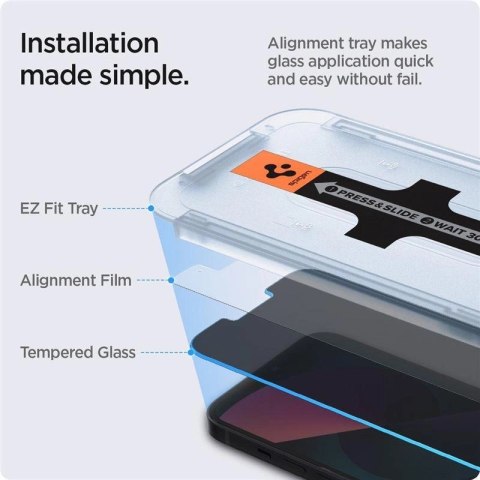 Szkło hartowane Spigen Glas.tR EZ Fit Privacy na iPhone 13 / 13 Pro / 14 / 16e - 2 szt. Szkło hartowane Spigen Glas.tR EZ Fit Privacy na iPhone 13 / 13 Pro / 14 / 16e - 2 szt.