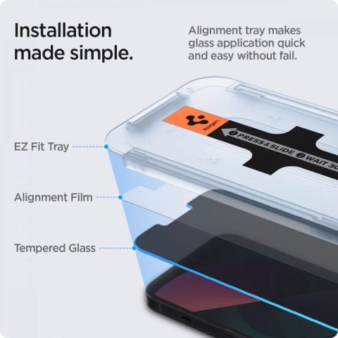 Szkło hartowane Spigen Glas.tR EZ Fit Privacy na iPhone 13 / 13 Pro / 14 / 16e - 2 szt. Szkło hartowane Spigen Glas.tR EZ Fit Privacy na iPhone 13 / 13 Pro / 14 / 16e - 2 szt.