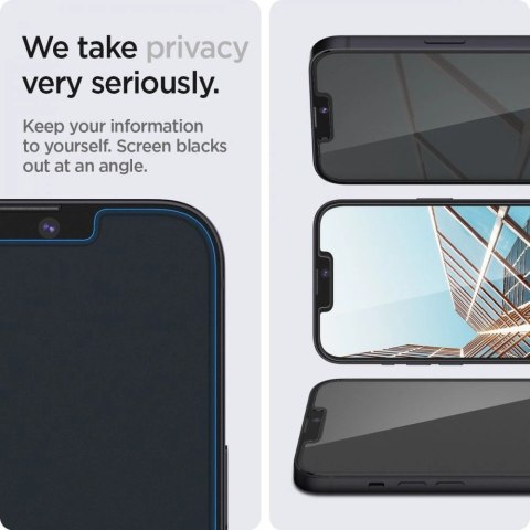 Szkło hartowane Spigen Glas.tR EZ Fit Privacy na iPhone 13 / 13 Pro / 14 / 16e - 2 szt. Szkło hartowane Spigen Glas.tR EZ Fit Privacy na iPhone 13 / 13 Pro / 14 / 16e - 2 szt.