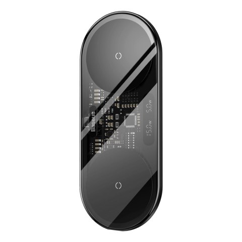 Baseus Digital LED Display podwójna ładowarka bezprzewodowa z cyfrowym wyświetlaczem 20W czarny (WXSX010101) Baseus Digital LED Display podwójna ładowarka bezprzewodowa z cyfrowym wyświetlaczem 20W czarny (WXSX010101)