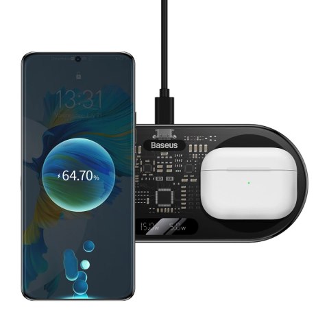Baseus Digital LED Display podwójna ładowarka bezprzewodowa z cyfrowym wyświetlaczem 20W czarny (WXSX010101) Baseus Digital LED Display podwójna ładowarka bezprzewodowa z cyfrowym wyświetlaczem 20W czarny (WXSX010101)