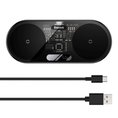Baseus Digital LED Display podwójna ładowarka bezprzewodowa z cyfrowym wyświetlaczem 20W czarny (WXSX010101) Baseus Digital LED Display podwójna ładowarka bezprzewodowa z cyfrowym wyświetlaczem 20W czarny (WXSX010101)