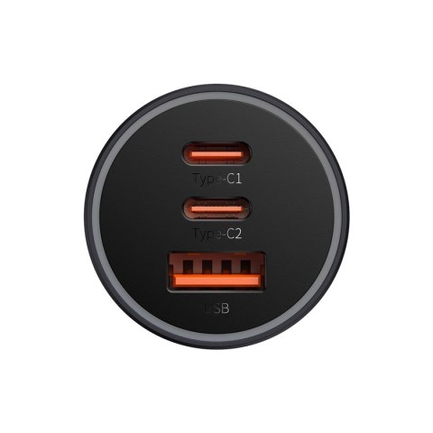 Baseus Golden Contactor Pro ładowarka samochodowa USB-A + 2x USB-C 65W ciemnoszary (CGJP010013) Baseus Golden Contactor Pro ładowarka samochodowa USB-A + 2x USB-C 65W ciemnoszary (CGJP010013)