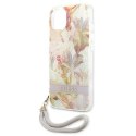 Etui Guess Flower Strap na iPhone 13 mini - fioletowe