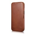 ICarer CE Oil Wax Premium Leather Folio Case skórzane etui iPhone 14 Plus z klapką magnetyczne MagSafe brązowy (AKI14220707-BN)