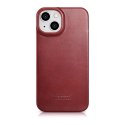 ICarer CE Oil Wax Premium Leather Folio Case skórzane etui iPhone 14 Plus z klapką magnetyczne MagSafe czerwony (AKI14220707-RD)