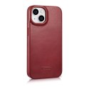 ICarer CE Oil Wax Premium Leather Folio Case skórzane etui iPhone 14 Plus z klapką magnetyczne MagSafe czerwony (AKI14220707-RD)