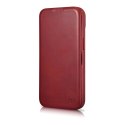 ICarer CE Oil Wax Premium Leather Folio Case skórzane etui iPhone 14 Plus z klapką magnetyczne MagSafe czerwony (AKI14220707-RD)