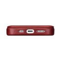 ICarer CE Oil Wax Premium Leather Folio Case skórzane etui iPhone 14 Plus z klapką magnetyczne MagSafe czerwony (AKI14220707-RD)