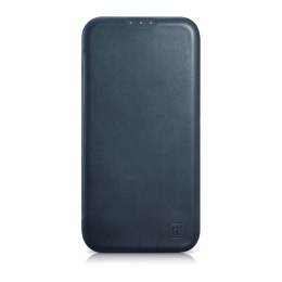 ICarer CE Oil Wax Premium Leather Folio Case skórzane etui iPhone 14 z klapką magnetyczne MagSafe niebieski (AKI14220705-BU)