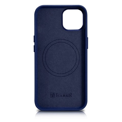 ICarer Case Leather pokrowiec etui z naturalnej skóry do iPhone 14 niebieski (WMI14220705-BU) (kompatybilne z MagSafe) ICarer Case Leather pokrowiec etui z naturalnej skóry do iPhone 14 niebieski (WMI14220705-BU) (kompatybilne z MagSafe)