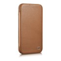 ICarer CE Premium Leather Folio Case skórzane etui iPhone 14 Pro Max z klapką magnetyczne MagSafe brązowy (WMI14220716-BN)